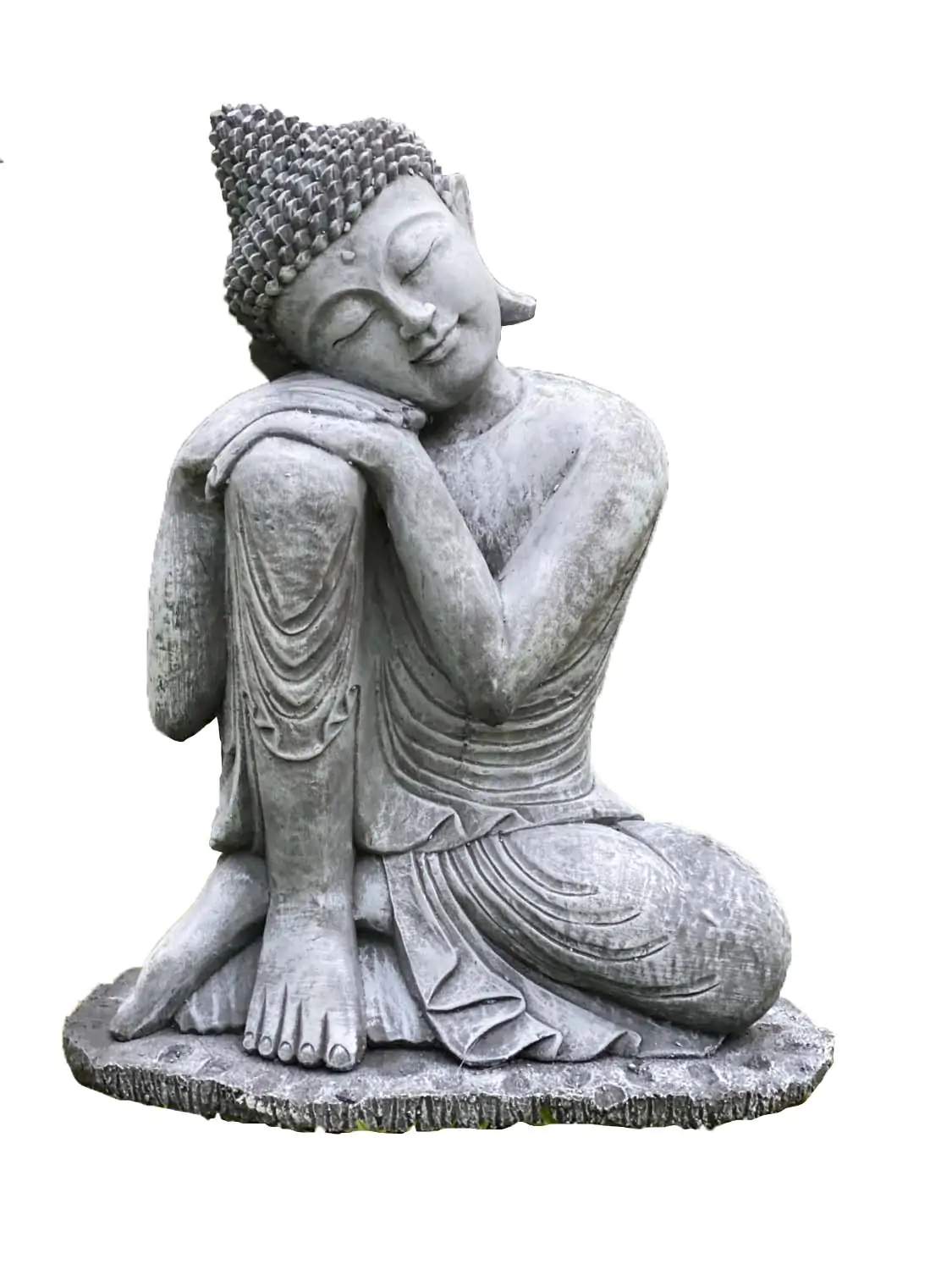  Product image 3 of the product “Rahman - Buddha relax- one leg up, 65 cm H | cast stone ”